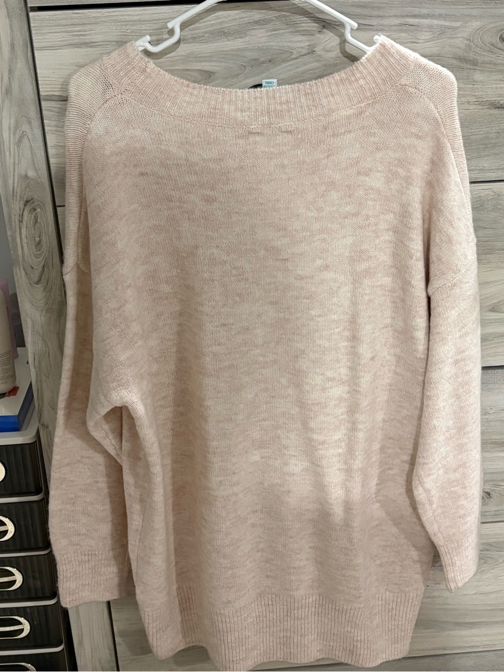 Women's Pale Pink Boatneck Tunic Sweater